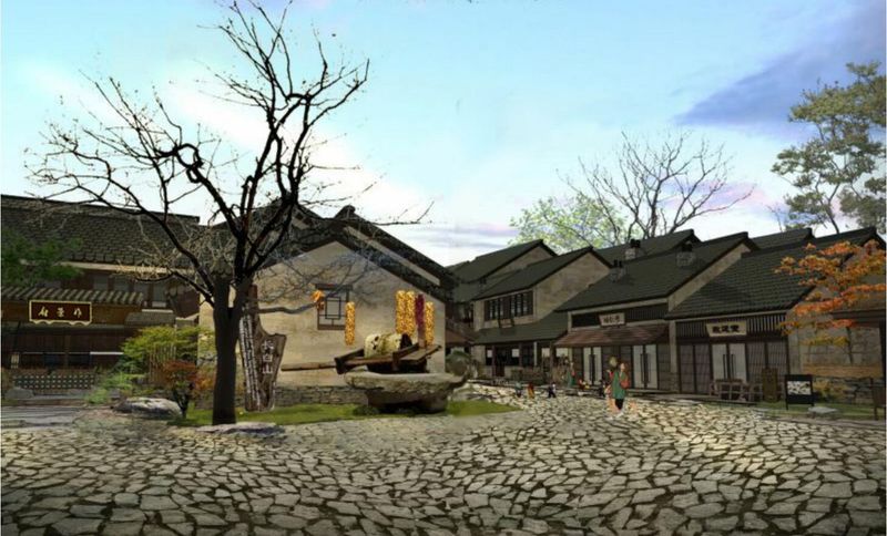 中弘长白水镇-再现古商街的繁华，萨满文化与长白山文化融合展现，打造文旅打卡商街